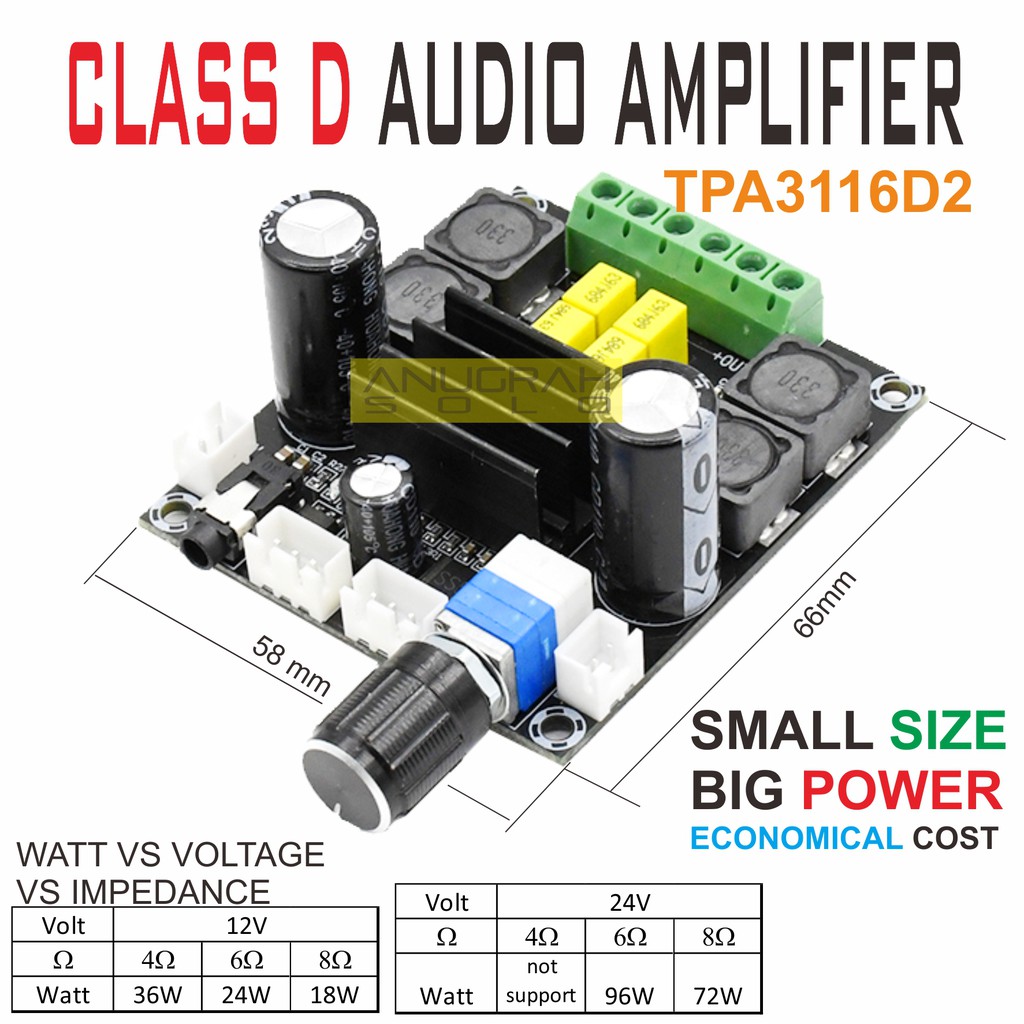 Jual Stereo Audio Amplifier Class D TPA3116D2 Mini Size Maxi Output ...