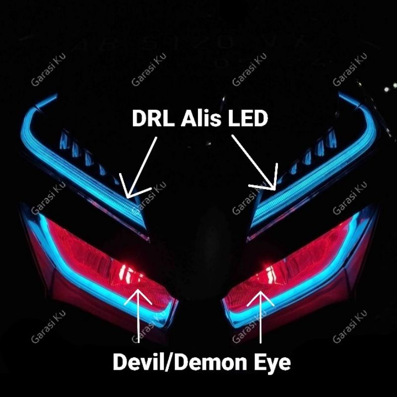 Jual LAMPU LED DEMON EYE / DEVIL EYE 3 MATA VARIO PCX BEAT AEROX NMAX ...