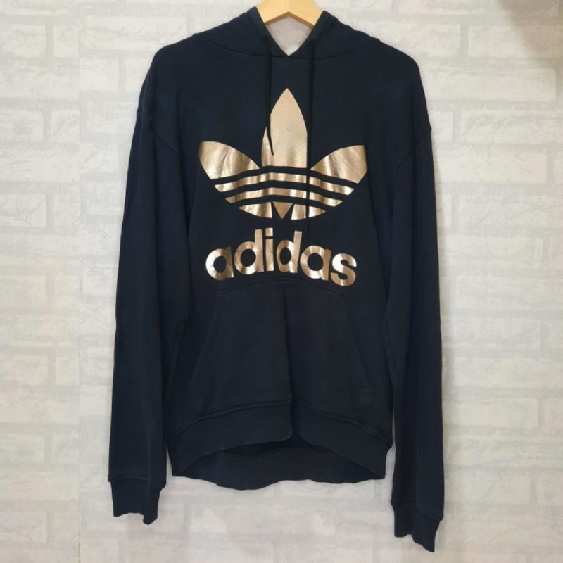 Adidas trefoil hotsell hoodie black gold