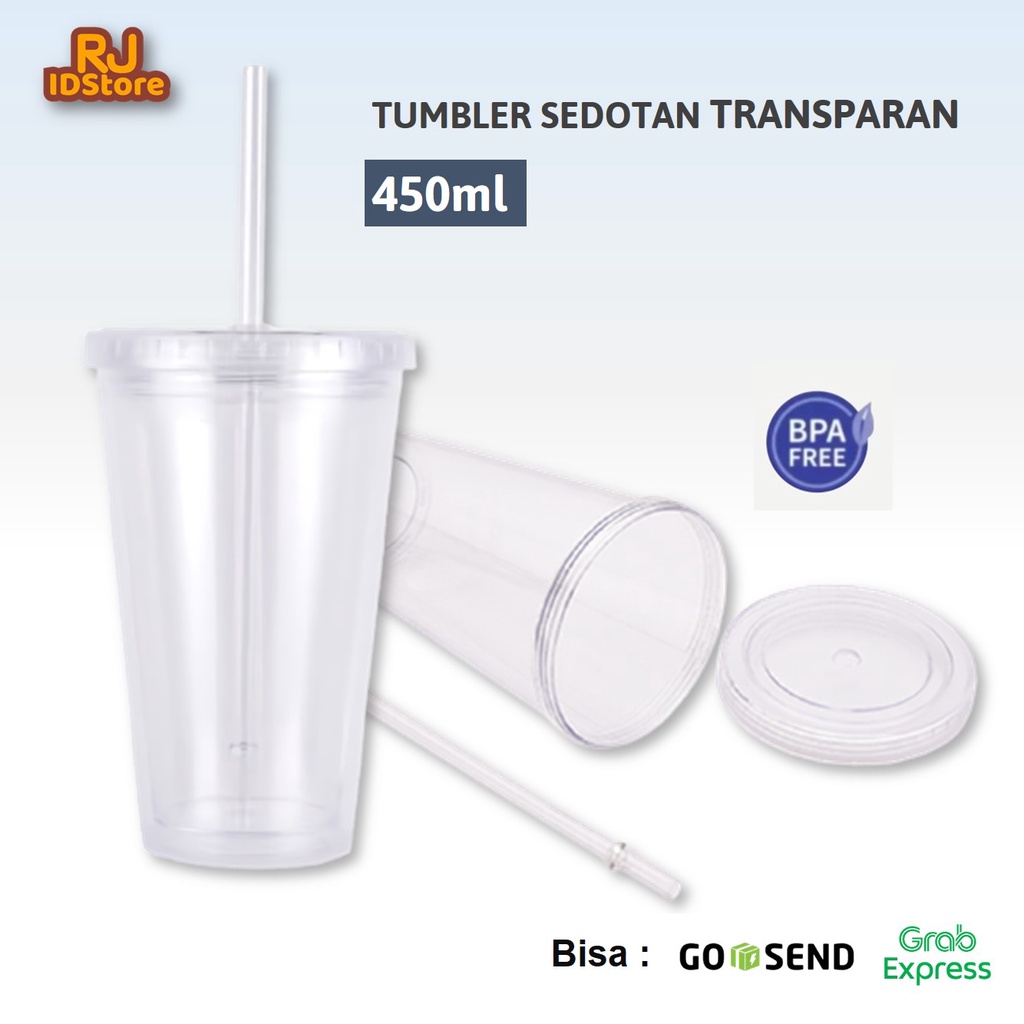 Jual Tumbler Tumblr Cup With Straw Mug Gelas Air Sedotan Aesthetic Plastik Transparan Bening 8593