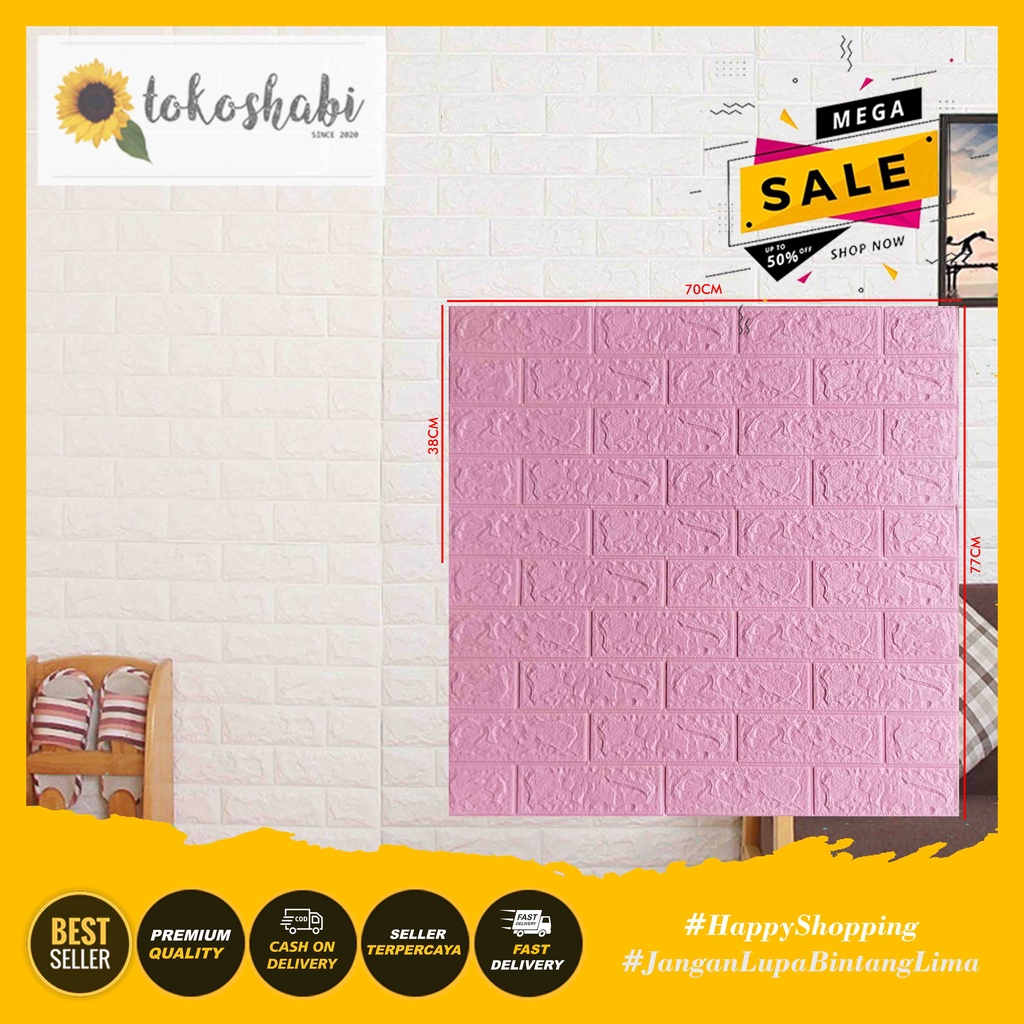 Jual Walpaper Dinding 3D Foam Wallpaper Stiker 3D Foam Motif Bata Pink Shopee Indonesia