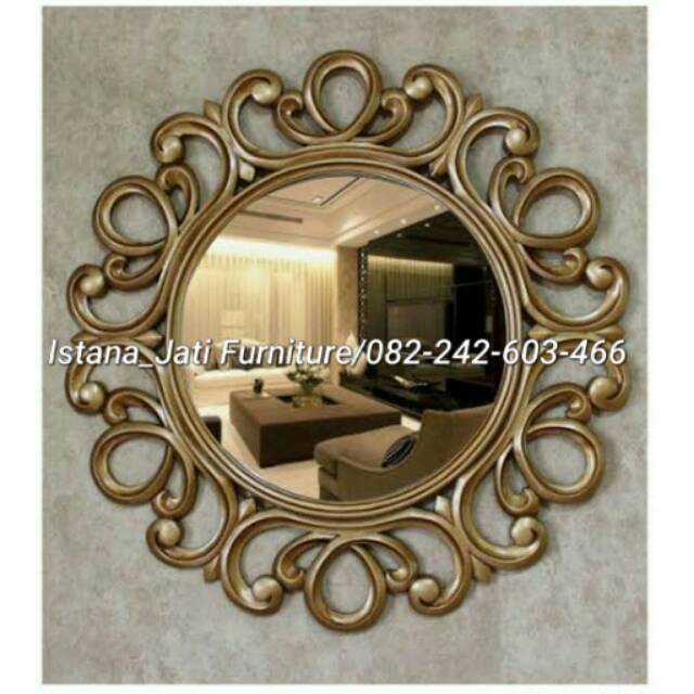 Jual Figura kaca round gold/cermin round gold/bufet tv/nakas/lemari ...