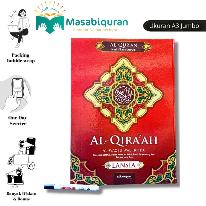 Jual ALQURAN JUMBO AL QIRAAH AYAT/TULISAN JELAS DAN BESAR NON ...