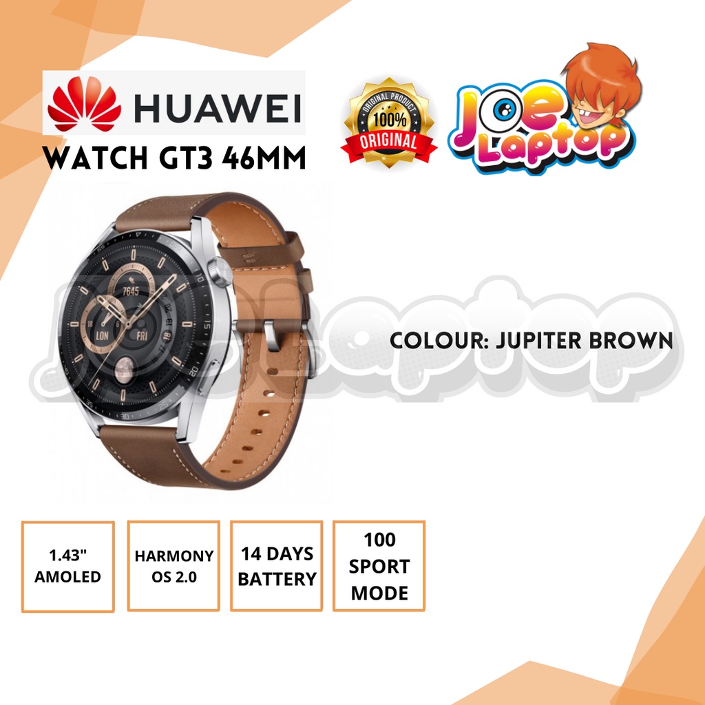 Jual Huawei Watch GT3 46mm Jupiter Brown (1.43" AMOLED/Harmony OS 2.0 ...