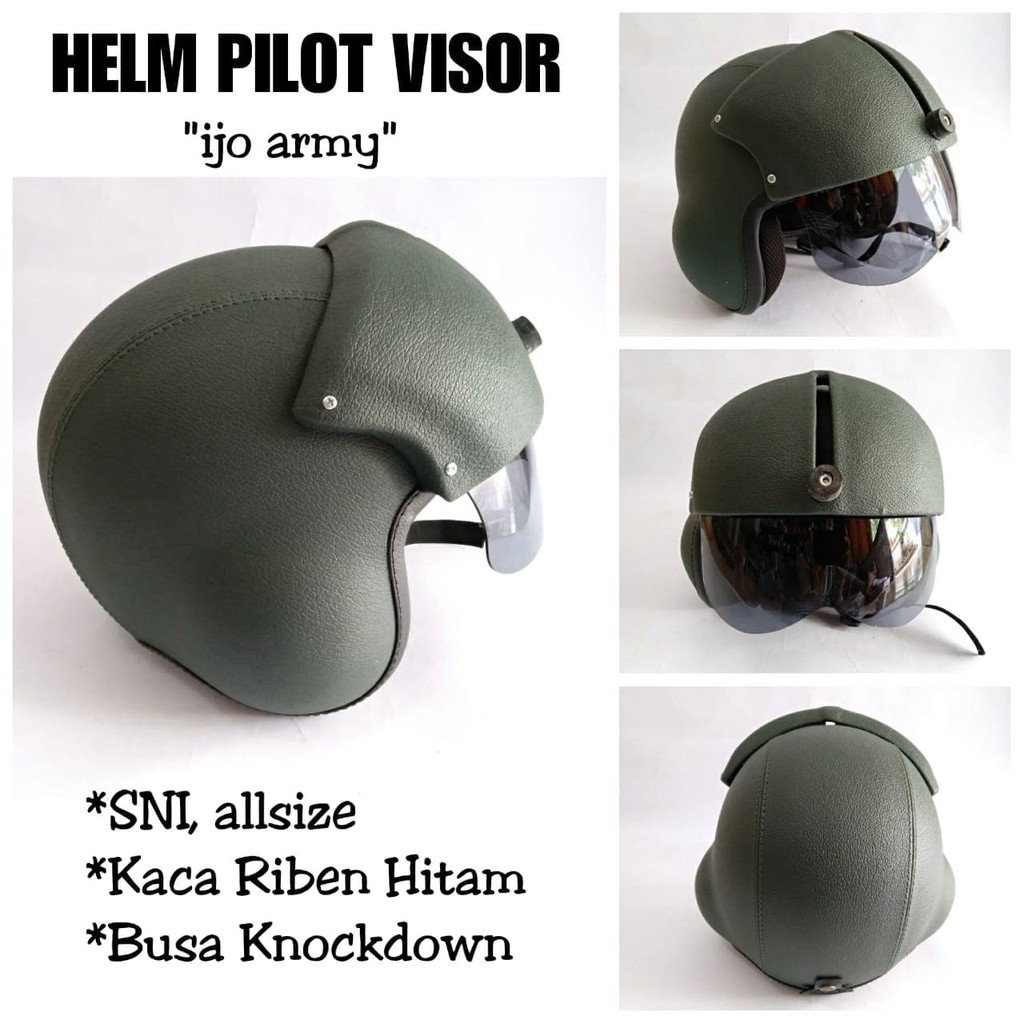 Jual Helm Pilot Visor Kaca Pelindung Riben Hitam, Helm Pilot Visor ...