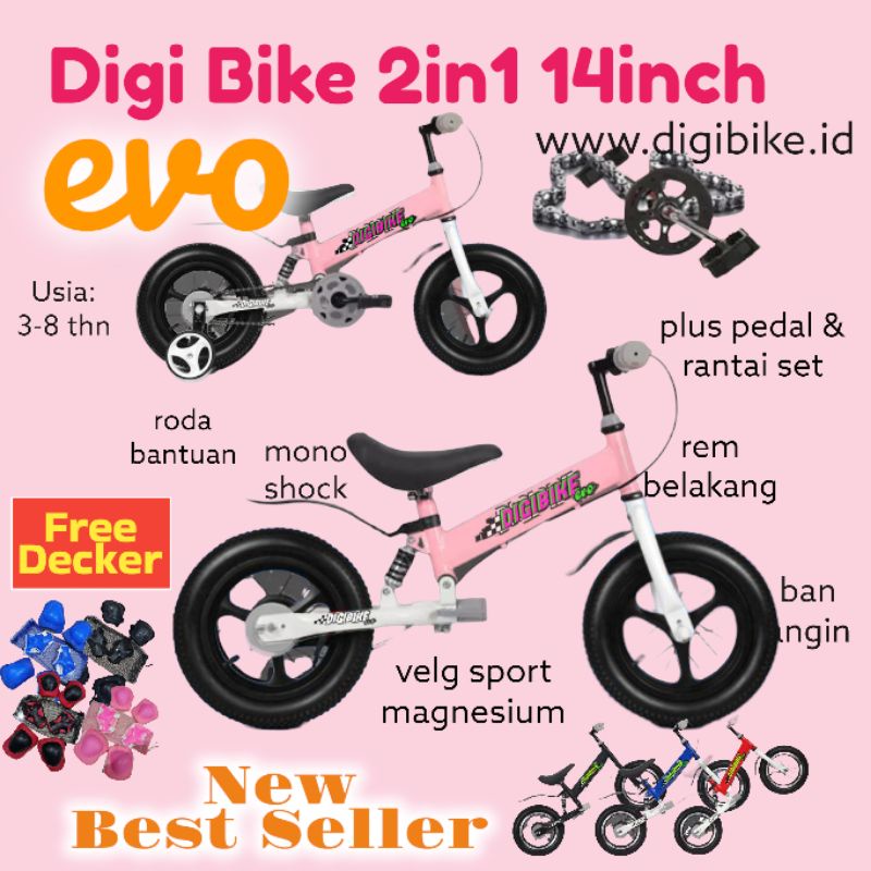 Jual New Digi Bike Evo Balance Bike 14 Inch 2in1 Bisa Pasang Pedal ...