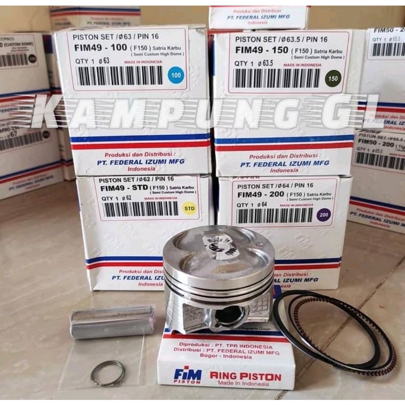 Jual Piston Kit FIM Satria FU Karbu Semi Custom Dome FIM49 STD 100 150