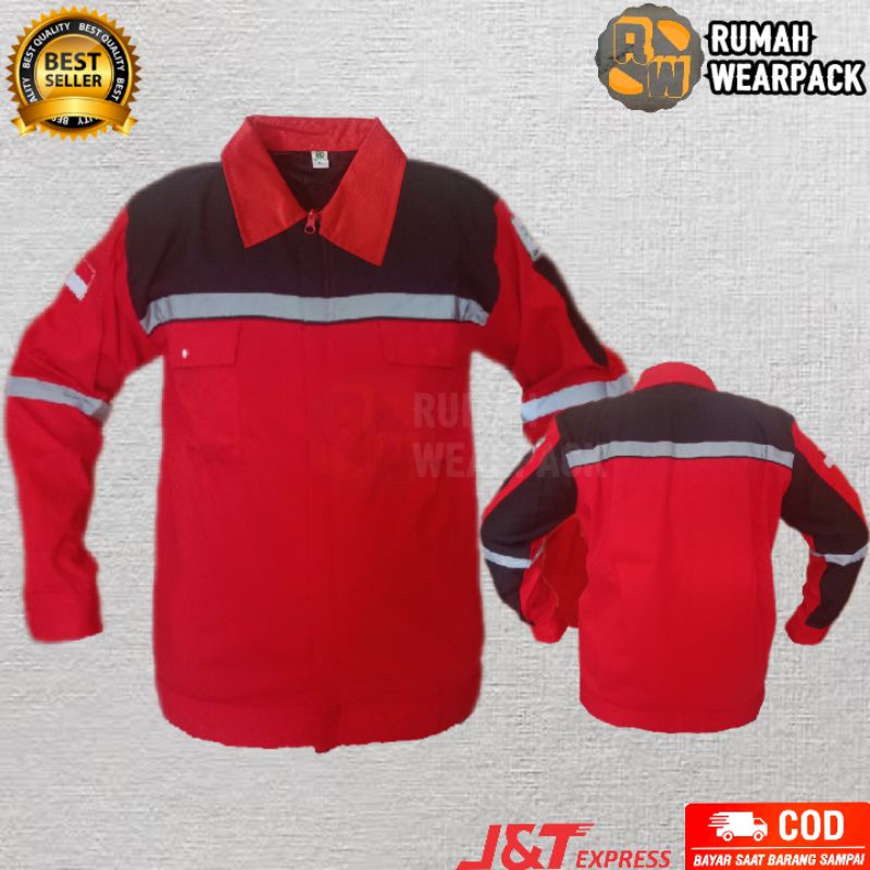 Jual Baju Kerja/ Wearpack Proyek/ Seragam Kerja Atasan Warna Merah ...