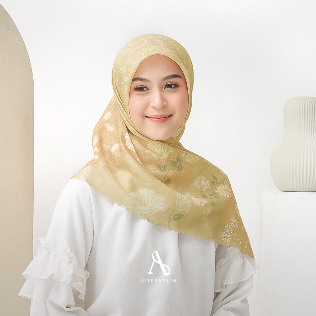 AUTHENTISM ID Queen Bee Series Kerudung Segi Empat Motif Voal Ultrafine Lasercut Premium