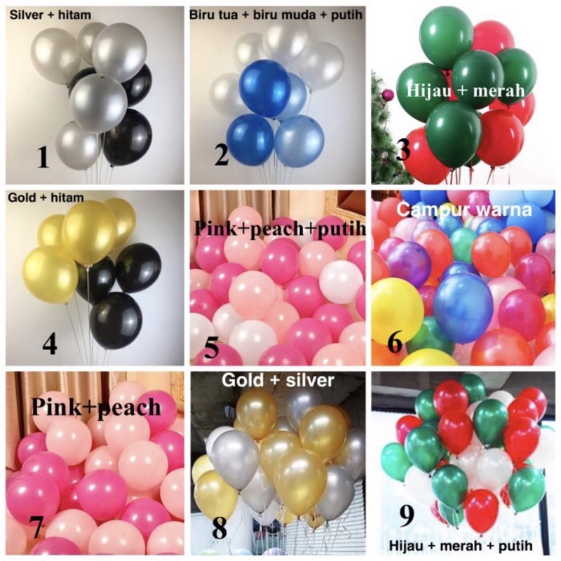 Paket set balon latex metalik (30 pcs)