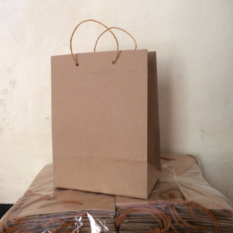 Jual PAPER BAG COKLAT Polos Ukuran 18x12x22 Paperbag Coklat Shopee