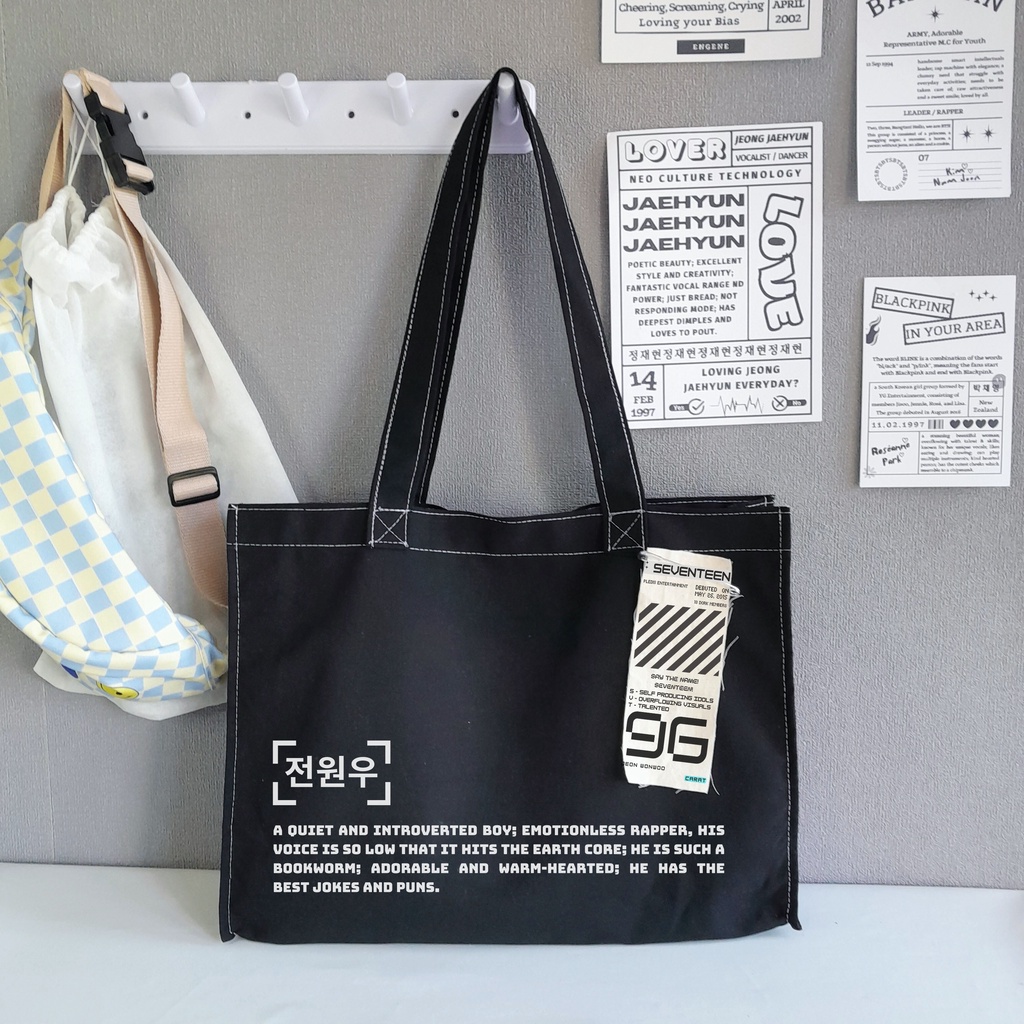 Jual Tote Bag Seventeen Svt Canvas Black Ready Stock Shopee Indonesia 