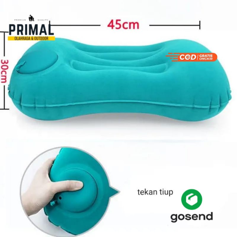 Jual Bantal Tiup Pompa Portabel Mini Bantal Udara Travel Berkemah Perlengkapan Tidur Leher