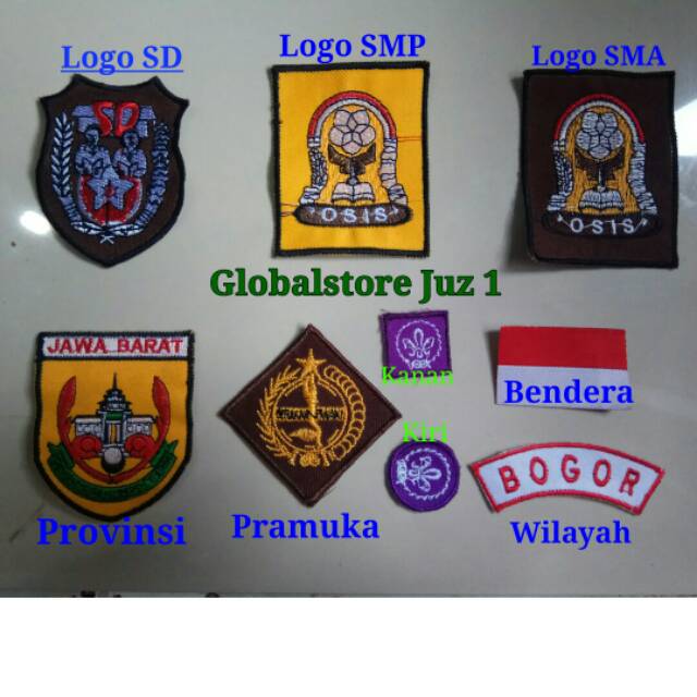 Jual Logo Atribut Sekolah Bet Badge Logo Bordir Tebal Osis Tk Sd Smp