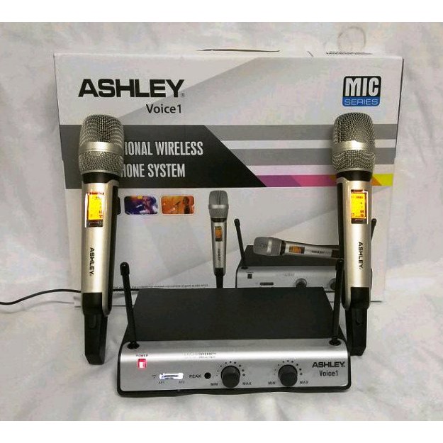 Jual Mic Wireless ASHLEY VOICE 1 VOICE1 UHF 2 Mic Pegang Kualitas