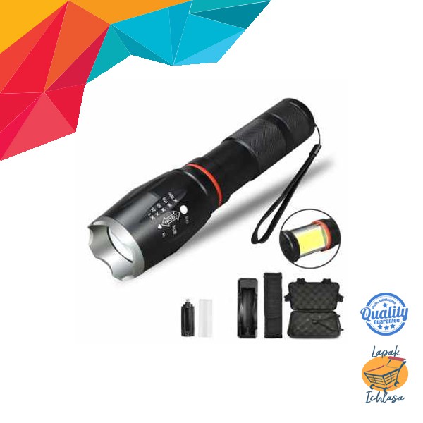 Jual Senter LED Torch Cree XM-L T6 + Charger + Box - E17 COB PAKET ...