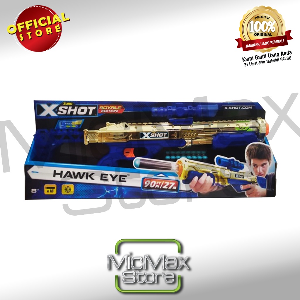 Jual Emco Zuru Xshot X Shot Royale Edition Hawk Eye Golden Foam Dart ...