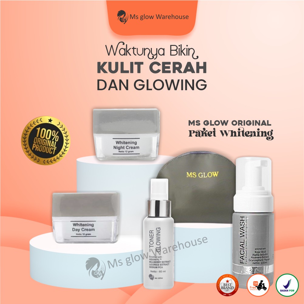 Jual MS GLOW Paket Skincare Whitening Series Lengkap Free Tas Cermin