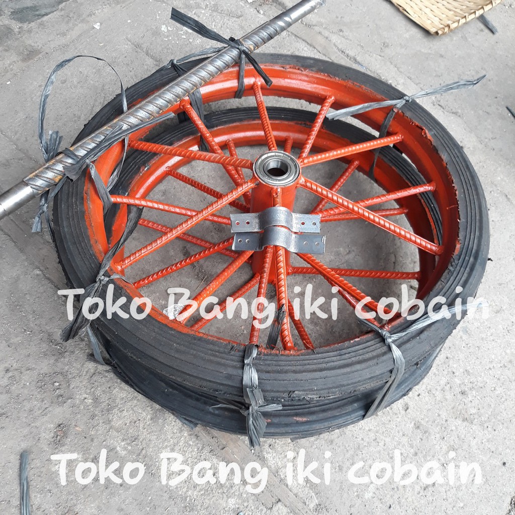 Jual Roda Gerobak Dorong Ban Mati Ring 17inch Ruji Besi Behel 1set ...