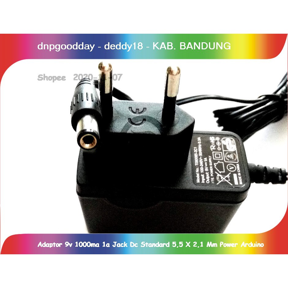Jual Adaptor 9v 1000ma 1a Jack Dc Standard 5,5 X 2,1 Mm Power Arduino ...