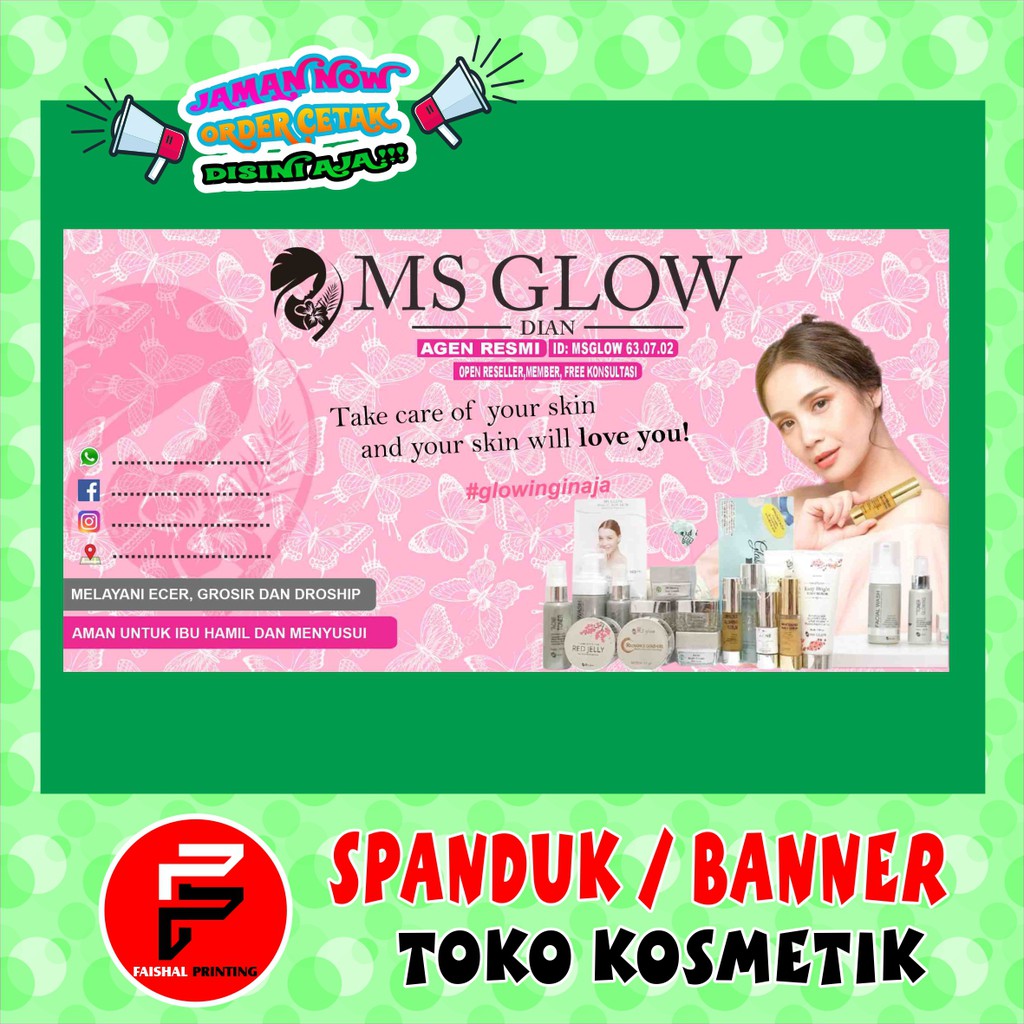 Jual spanduk toko kosmetik banner ms glow backdrop kios kecantikan ...