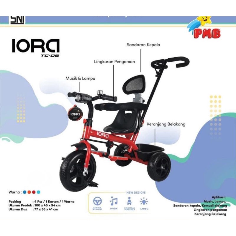 Jual Sepeda roda tiga 3 anak PMB IORA TC 06 , AT 306-7 , TC 03 tricycle ...