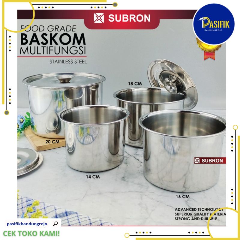 Jual BASKOM BUMBU + TUTUP SUBRON / STAINLESS STEEL | Shopee Indonesia