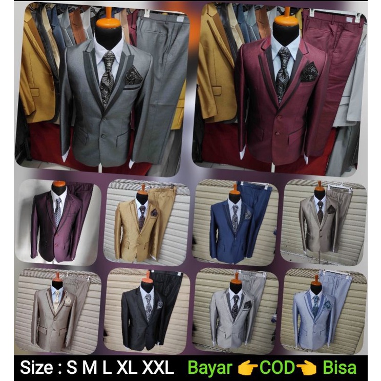 Podo Moro  READY STOK 1 Stel JAS CELANA BONUS SARUNG JAS semi woll  S M L XL XXL  jas pria formal jas pengantin jas wedding jas murah jas manten jas slim fit jas hitam jas abu tua jas maroon jas burgundy jas gold jas nevy jas moca jas silver jas baby blue