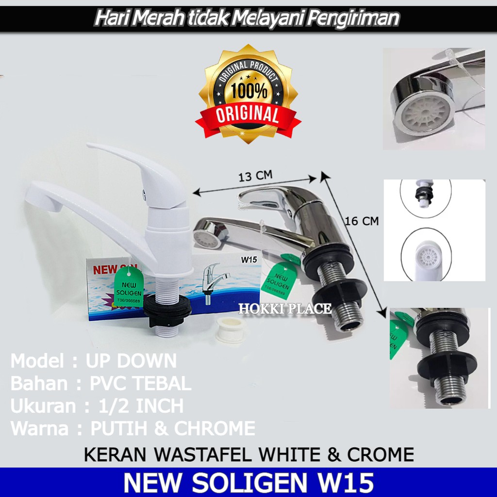 Jual Kran Keran Air Wastafel Soligen Model Engkol Up Dwon Gepeng Pvc