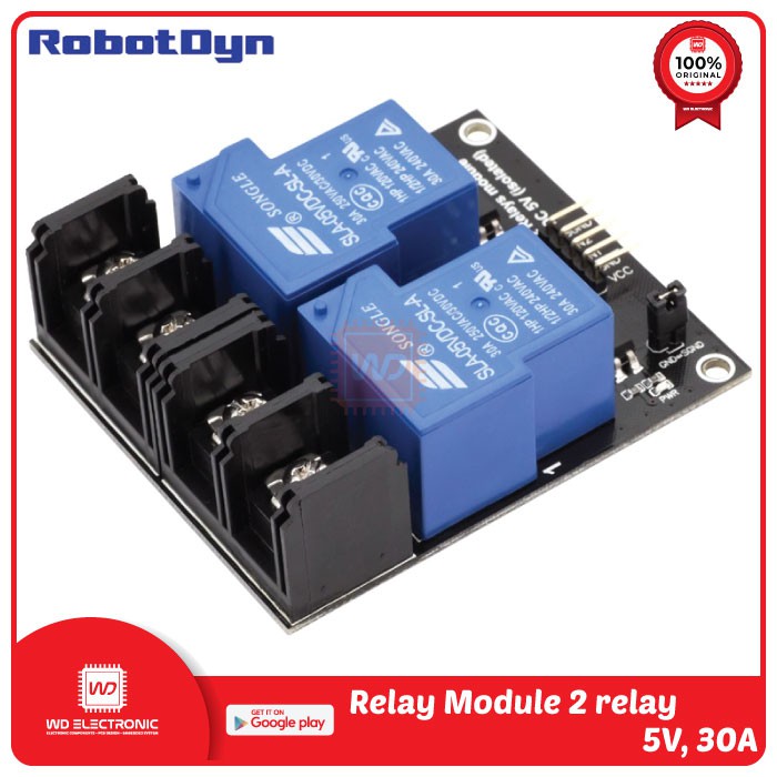 Jual RobotDyn Relay Module 2 relay channel 5V 30A | Shopee Indonesia
