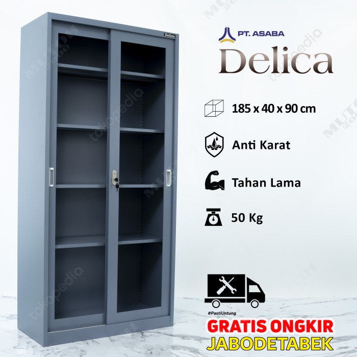 Jual Lemari Arsip Filling Cabinet Delica Pintu Kaca Sliding Geser