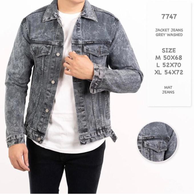 Jaket jeans pria store pull and bear