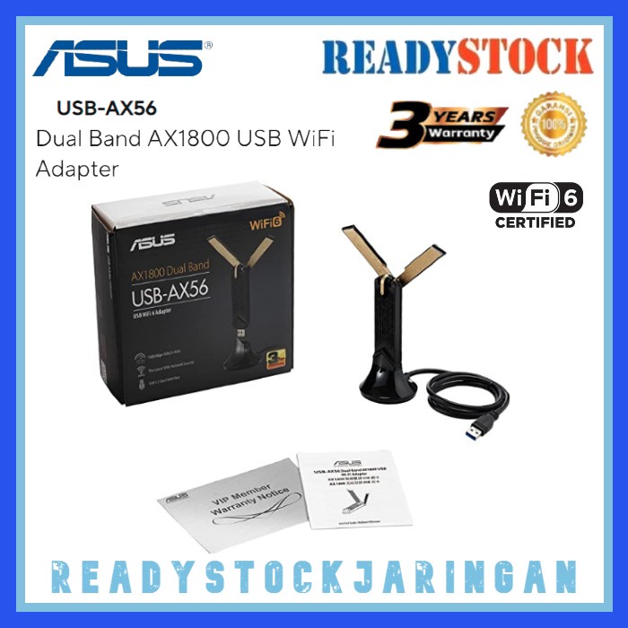 ASUS USB-AX56 Adattatore USB WiFi 6 AX1800 Dual Band, Antenna Esterna, Supporta WPA3, Plug And Play Per PC Windows