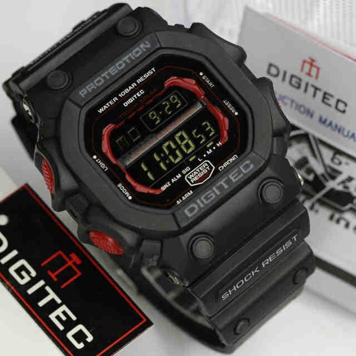 Jual Jam Tangan Pria Digitec 2012 Hitam merah | Shopee Indonesia