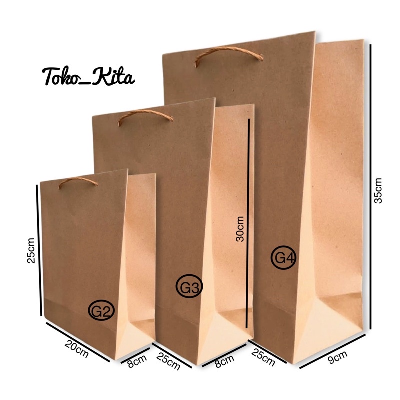 Jual Paper Bag Cokelat Polos Kraft Tebal Gsm Tas Kertas Kraf Minimal Order Pcs Shopee