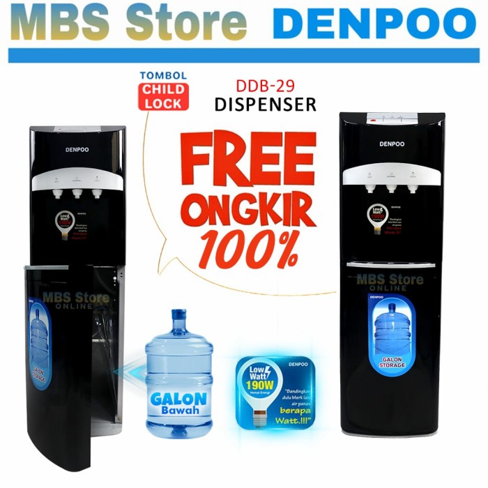 Jual Dispenser Denpoo Ddb 29 Standing Galon Bawah Hot Cold And Normal Code559 Shopee Indonesia 4034