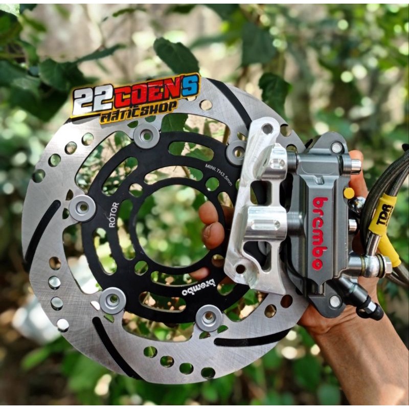 Jual kaliper monoblok Brembo 4p disc brembo rotor 220mm selang rem ...
