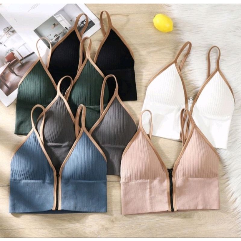 Jual Sport Bra Bh Korea Wanita Push Up Model Resleting Tank Top Bra 