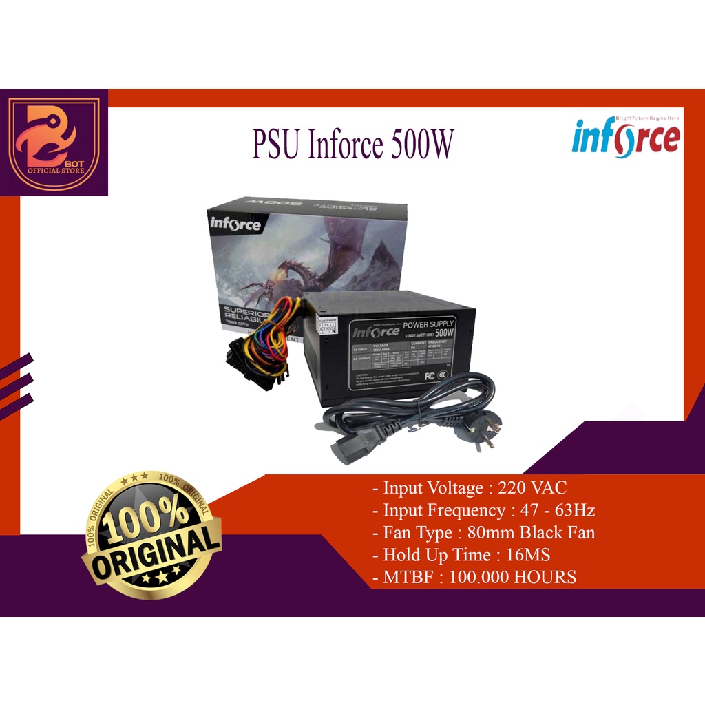 Jual Power Supply Superior 500 Watt Inforce PSU Original | PSU Komputer ...