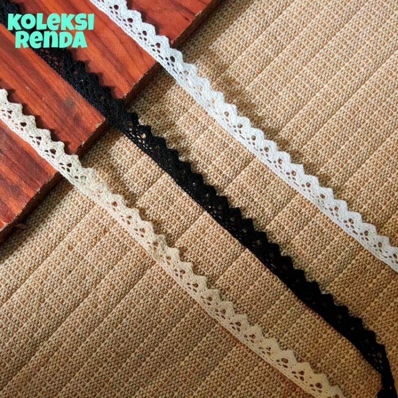 Jual ( per roll 10yard) renda rajut 1,5cm, renda kait lebar 1,5cm ...