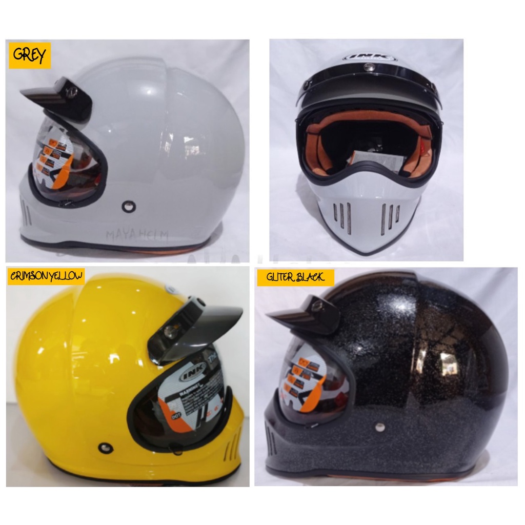 Jual Helm INK Trooper Polos Solid Model Retro Full Face | Shopee Indonesia