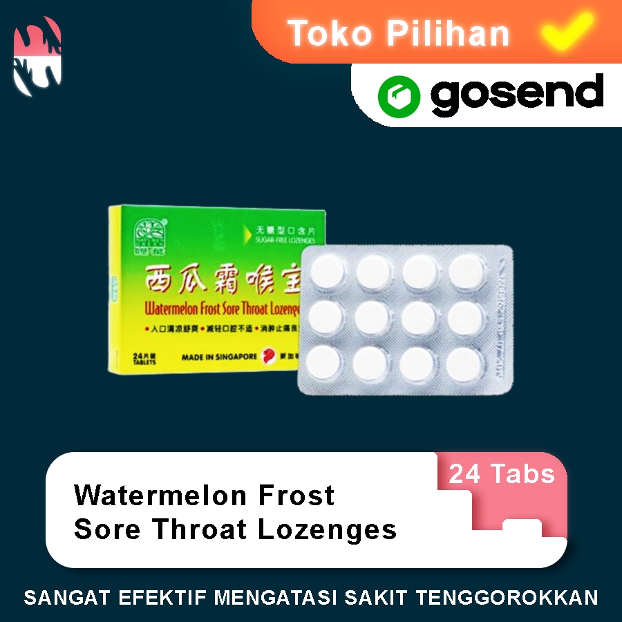 Jual Watermelon Frost Sore Throat Lozenges (24tabs) Made in Singapore