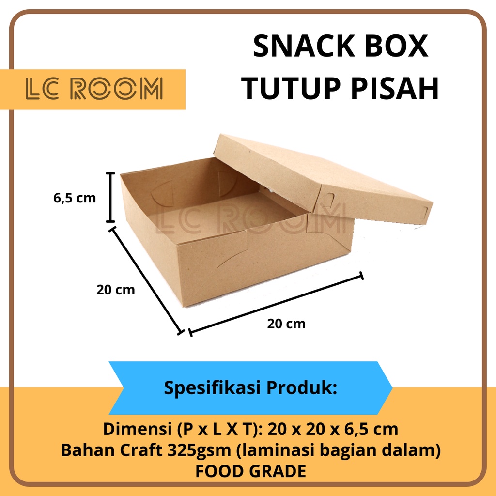 Jual PAPER BOX MAKANAN TUTUP PISAH KOTAK BESAR KEMASAN DUS KERTAS KRAFT ...