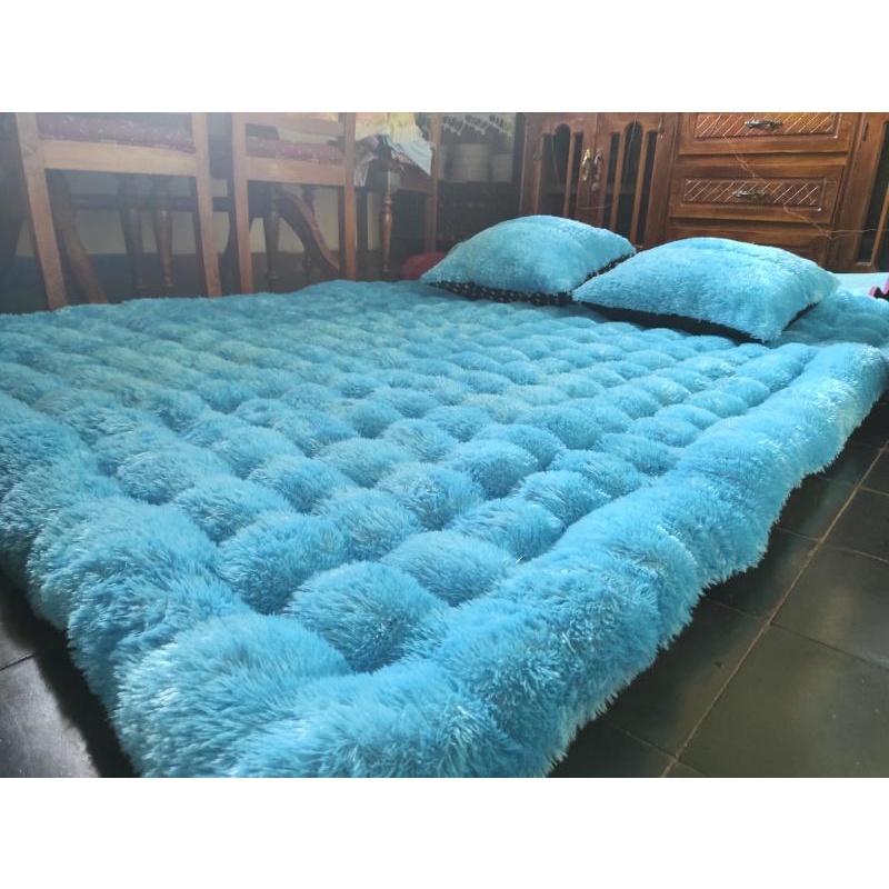 Jual kasur lantai bulu rasfur free 2 bantal/kasur gender bulu tebal ...