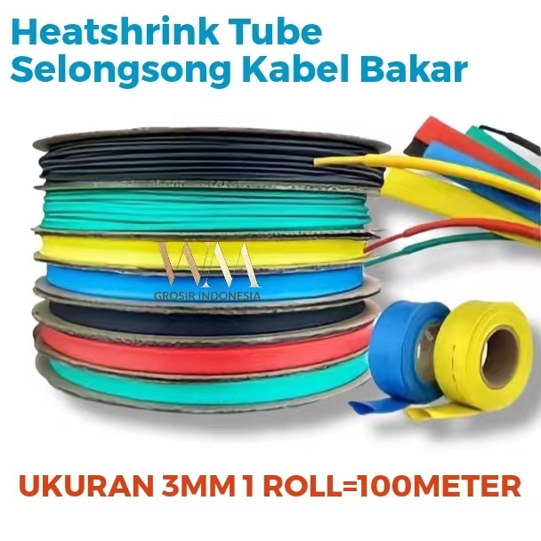 Jual Heatshrink D-3mm 1 ROLL Heat Shrink Tubing Selongsong Kabel Bakar ...