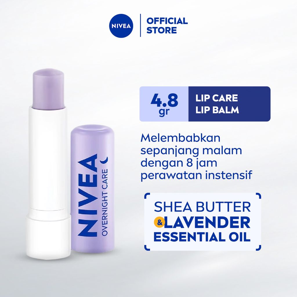 Jual NIVEA Lip Balm Overnight Care Lavender Essential Oil 4.8gr
