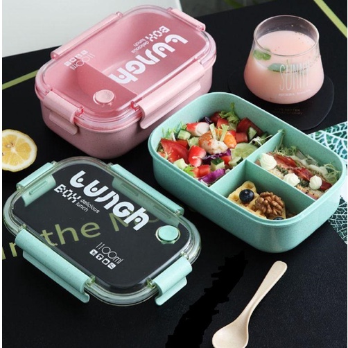 Jual Lunch Box Kotak Tempat Makan 3 Sekat / Kotak Makan Anak Sekolah