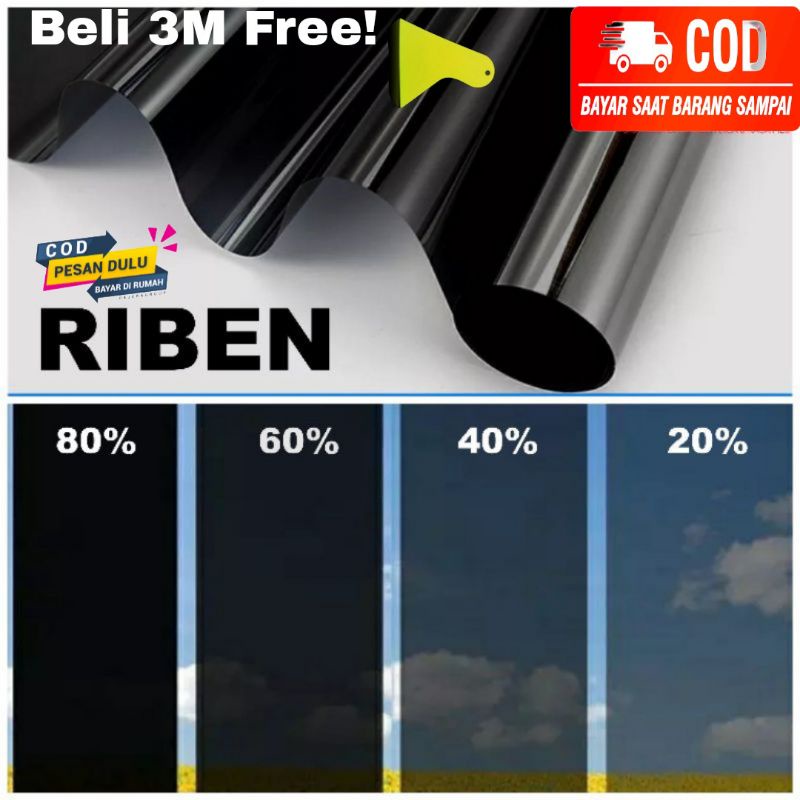 Jual Kaca film Riben Rayben Hitam /Stiker kaca Riben hitam penolak ...