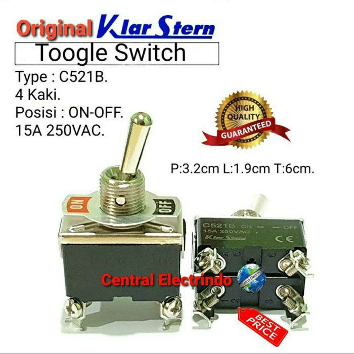 Jual Toogle Switch KlarStern C521B 4kaki ON-OFF. | Shopee Indonesia