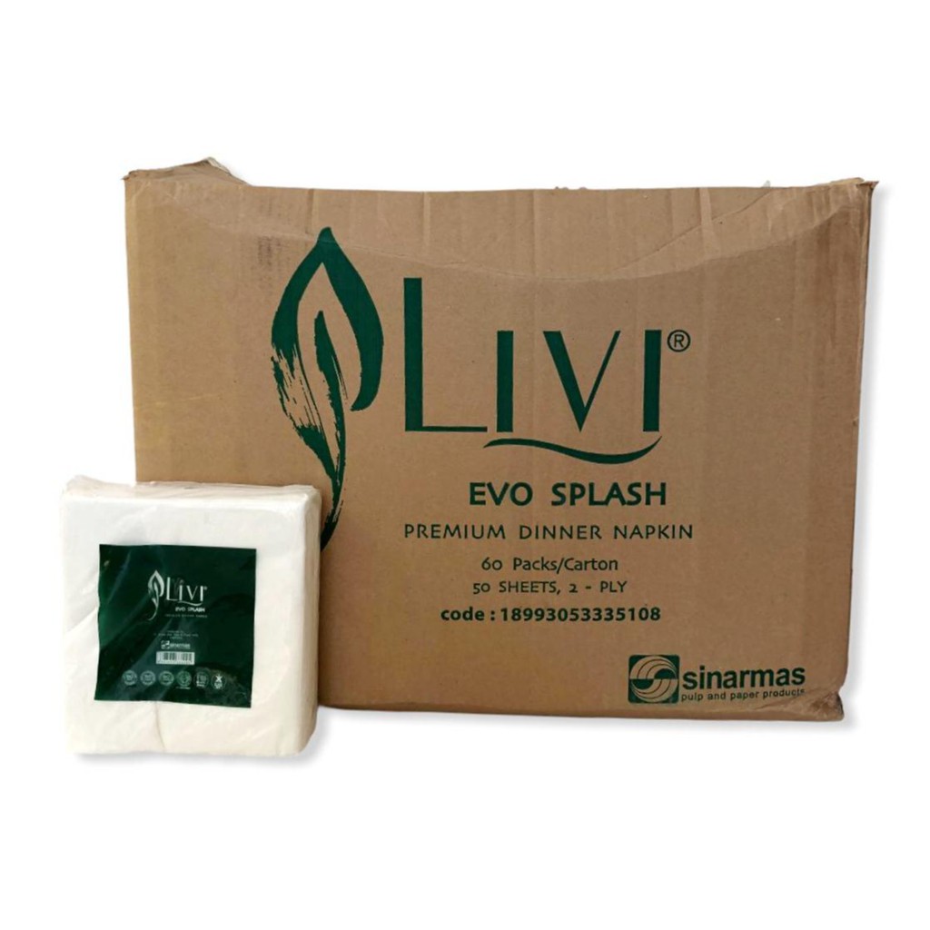 Jual Tissue Dinner Napkin Splash 2ply; 1 box isi 60 packs Tisu LIVI Shopee Indonesia